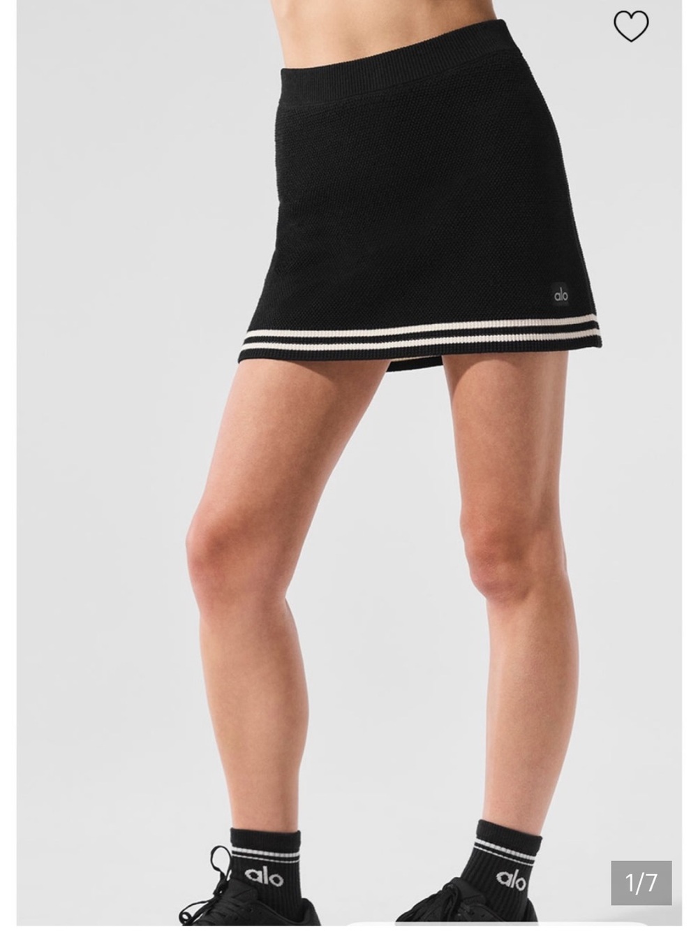 ALO Yoga Tennis Club Black Knit Sweater Mini Skirt Black/ Ivory